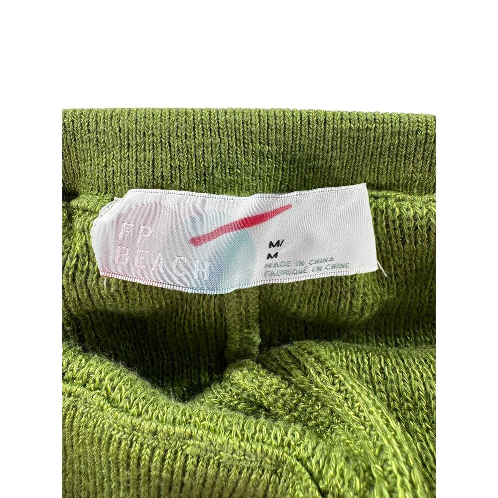 Free People Beach Malibu Surf Shorts Womens M Knit Green Pull On Boho Fold Over - Picture 3 of 7